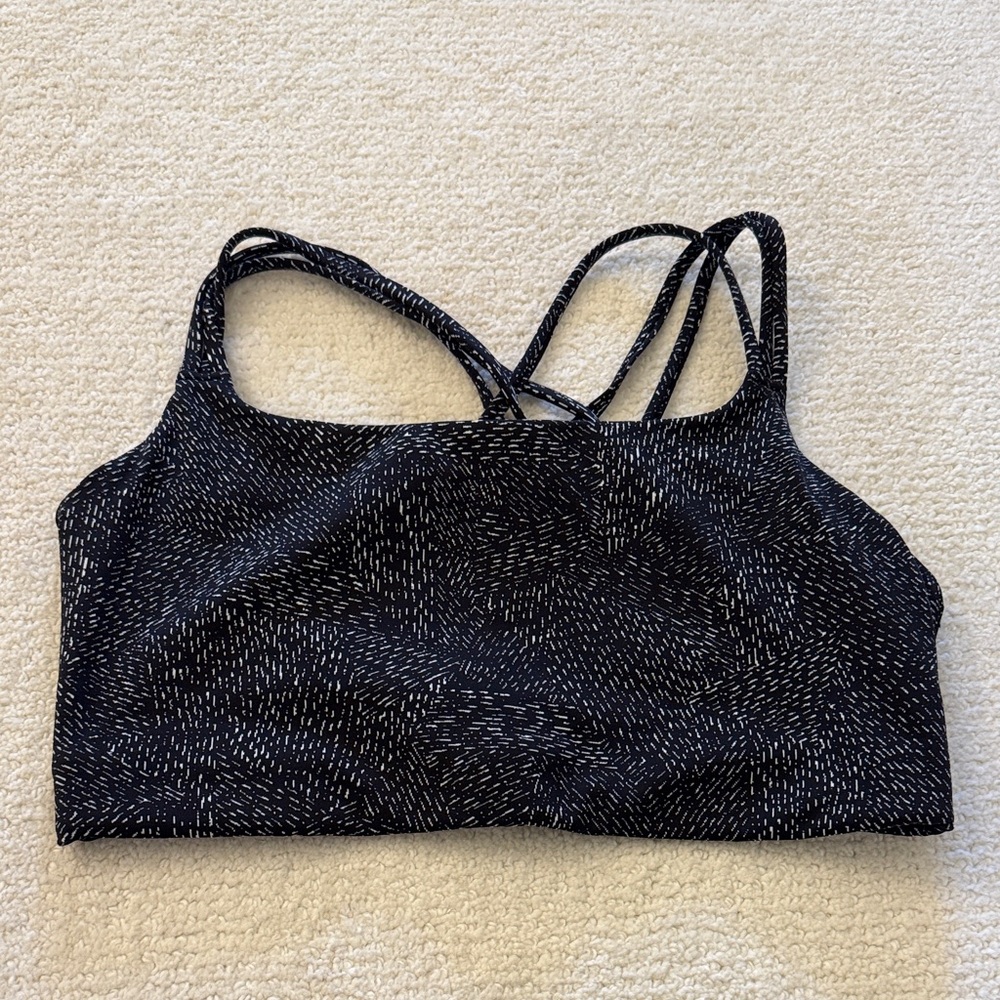 Athleta Black and White Patterned Sports Bra